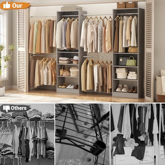 Homieasy Closet System, 4.5-11.5 Ft Expandable Closet Organizer, Walk-in Wood - Image 5