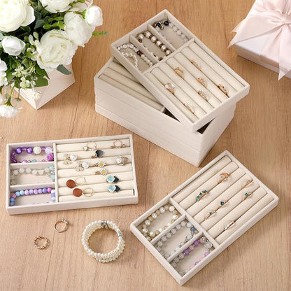Highergo 8 Pcs Velvet Jewelry Trays Stackable Drawers Organizer Ring Earring - Image 3