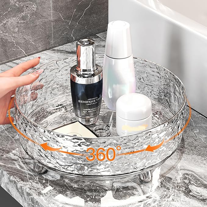 360 Rotating Makeup Organizer, Cosmetics Lazy Susan Spinning Skincare Storage - Image 2