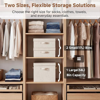 StorageWorks Storage Bins with Lid, Decorative Fabric Storage Bins with Handles - Image 3