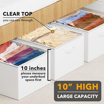 SpaceAid 3 Pack 10" High Under Bed Storage Containers, Large Underbed Storage - Image 2