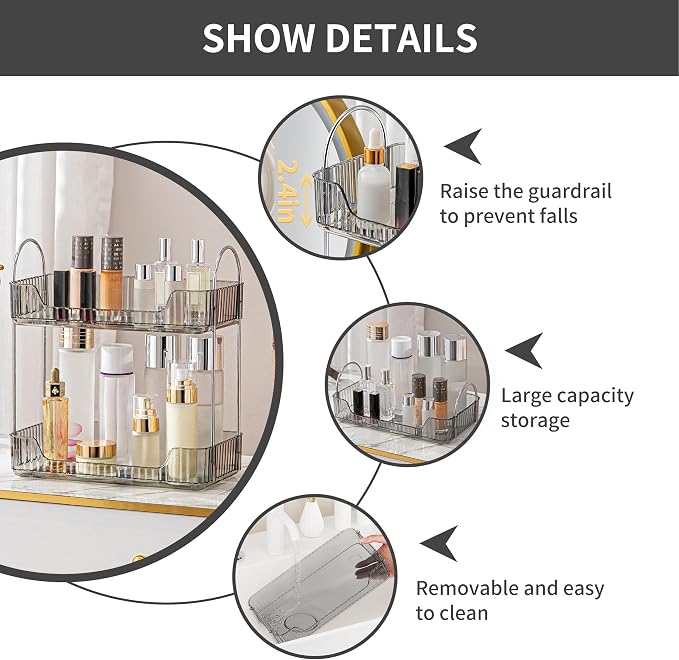 YCIA&DONE Bathroom Organizer Countertop, Makeup Storage, Skincare Cosmetic Tray - Image 4