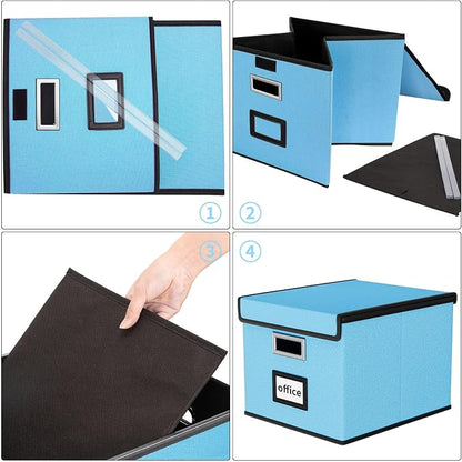 File Organizer Box with Lids, Collapsible File Folder Organizer | File Box with - Image 7