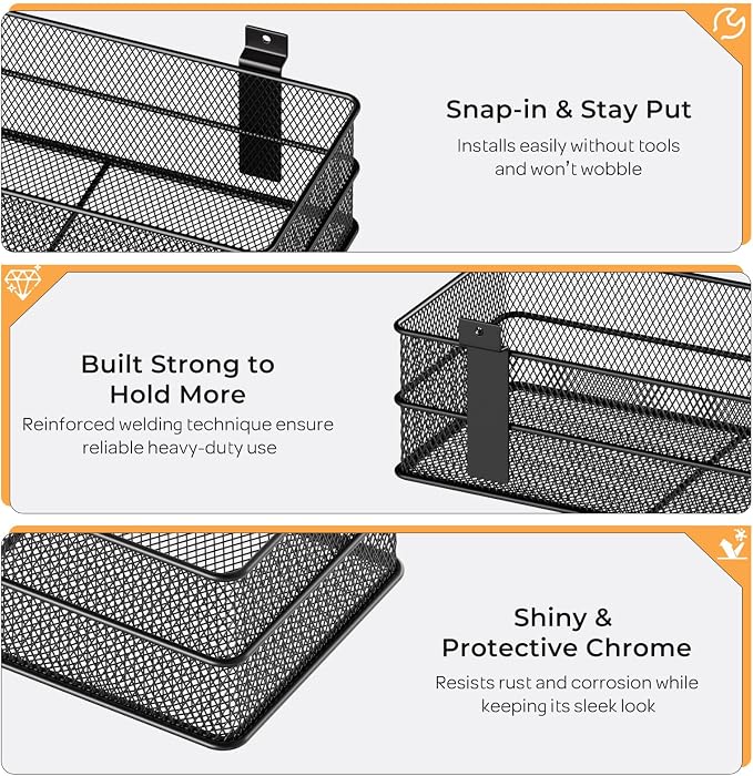 INCLY 4 Pack Upgrade Slatwall Baskets, Heavy Duty Metal Mesh Basket | Mounted - Image 4