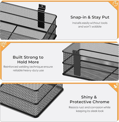 INCLY 4 Pack Upgrade Slatwall Baskets, Heavy Duty Metal Mesh Basket | Mounted - Image 4