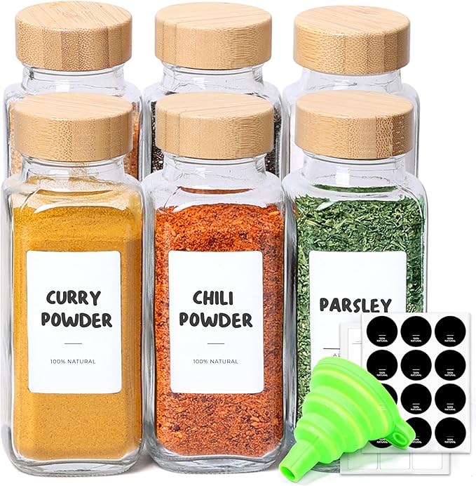 ComSaf 8 oz 6Pcs Glass Spice Jars by ComSaf