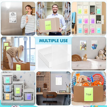 Outus 30 Pcs Self Adhesive Shop Ticket Holders Clear Plastic Sleeves Adhesive - Image 7