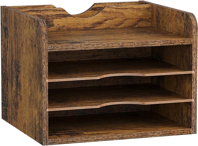 Snughome Vintage Wood File Organizer Desktop, 13.7‘’ Document Letter Mail Tray by Snughome
