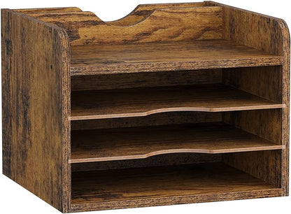 Snughome Vintage Wood File Organizer Desktop, 13.7‘’ Document Letter Mail Tray by Snughome