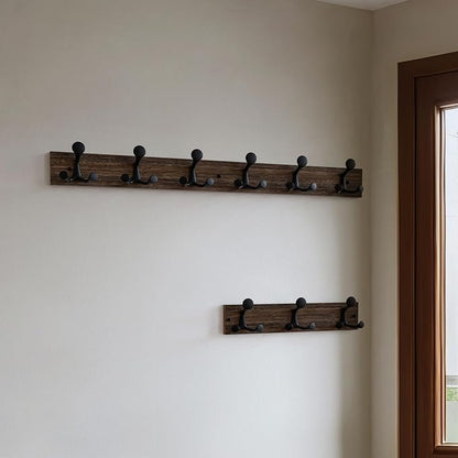 SKOLOO 36-Inch Wood Burnt Coat Rack Wall Mount - Image 3