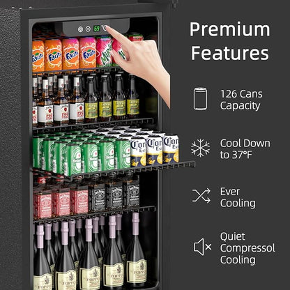 126 Can Freestanding Beverage Refrigerator, 3.2 Cu. Ft Drink Fridge - Image 3