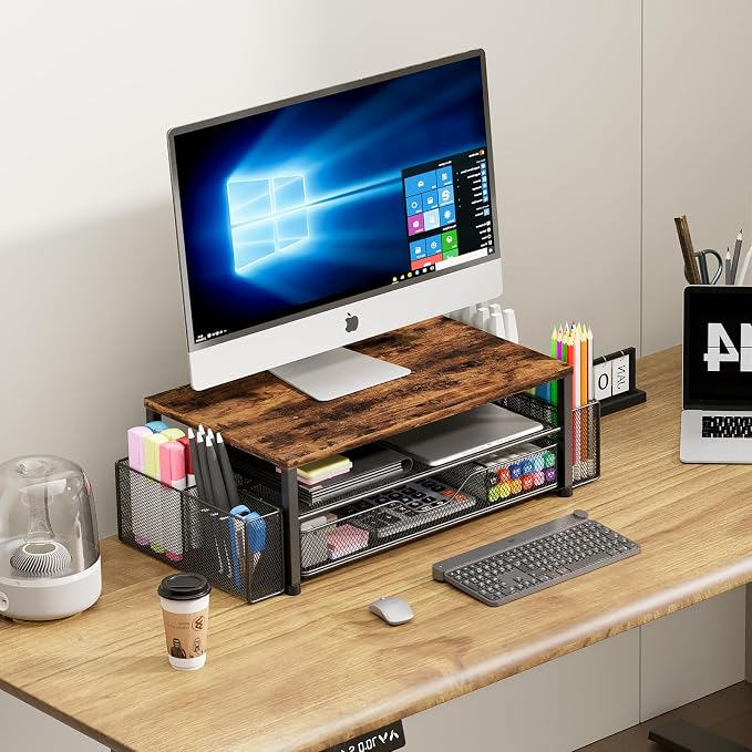 OPNICE Desk Organizers and Accessories, 2-Tier Computer Monitor Stand Riser - Image 5