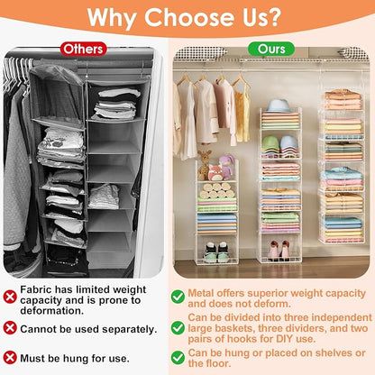Yuyetuyo 6 Tier Raised-Height Hanging Closet Organizer, Stackable Sweater - Image 8