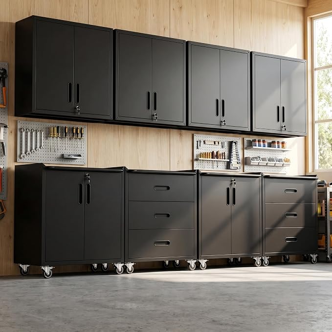 Garage Cabinet System | Heavy Duty Steel All-in-One Modular Garage Cabinet Set by VIYET