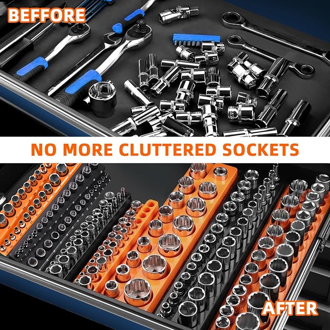 Magnetic Socket Organizer Holder Set – 8-Piece Tool Organizers Including 1/4" - Image 3