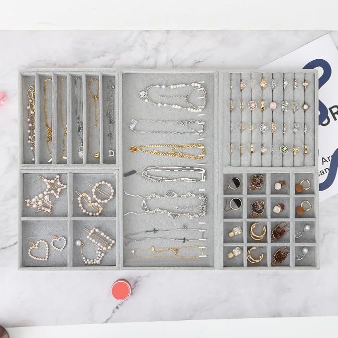 Fixwal Jewelry Organizers and Storage, 14in Stackable Jewelry Drawer Organizer - Image 4