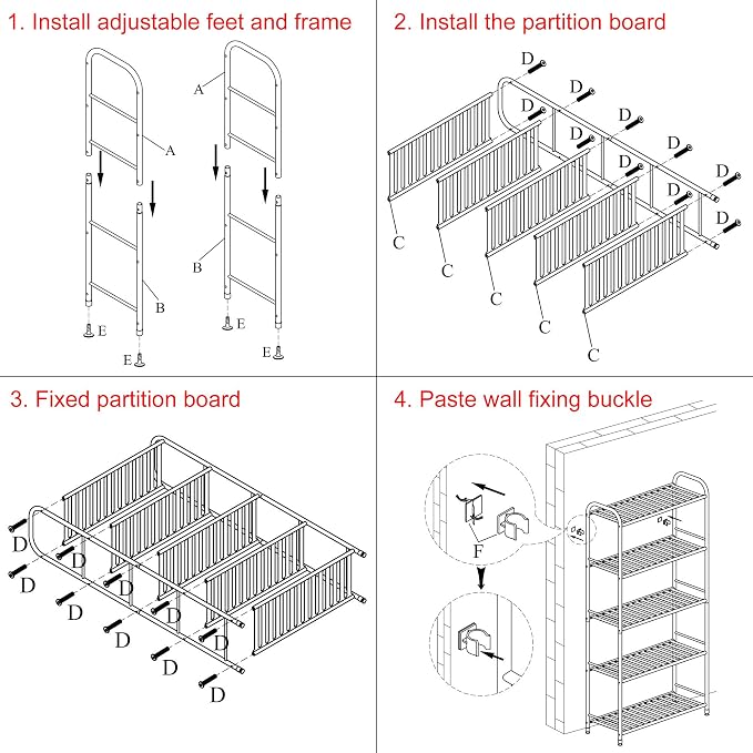 JSB 5-Tier Adjustable Shelving Unit, Heavy Duty Storage Rack Organizer Metal - Image 7