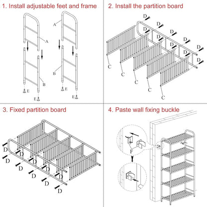 JSB 5-Tier Adjustable Shelving Unit, Heavy Duty Storage Rack Organizer Metal - Image 7