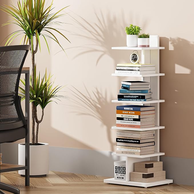 TUTOTAK Book Shelf, Narrow Spine Bookshelf, 6-Tier Bookcase - Image 3