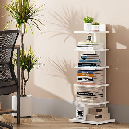 TUTOTAK Book Shelf, Narrow Spine Bookshelf, 6-Tier Bookcase - Image 3