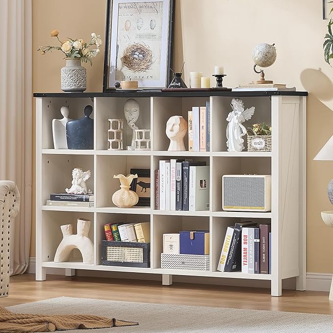 Joaxswe 12 Cube Storage Organizer, Farmhouse 62 Inch Warm White Display by Joaxswe