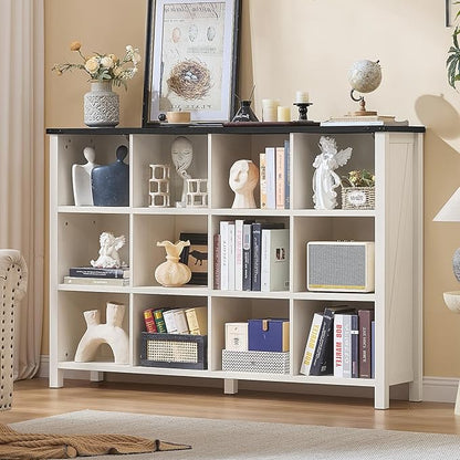 Joaxswe 12 Cube Storage Organizer, Farmhouse 62 Inch Warm White Display by Joaxswe