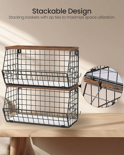 2-Tier Fruit Basket for Kitchen, Stackable wire basket - Image 5