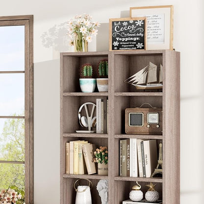 FOTOSOK Bookshelf Bookcase 8-Tier Narrow Bookshelf Tall CD Media Tower Rack | - Image 6