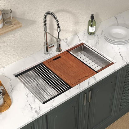 Lordear 33 Undermount Kitchen Sink 33" x 19" Stainless Steel Sinks 16 Gauge - Image 2