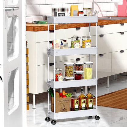 SPACEKEEPER Slim Rolling Storage Cart 4 Tier Bathroom Organizer Mobile Shelving - Image 7