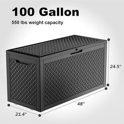 New 100 Gallon Outdoor Storage Box, Resin Deck Boxes Waterproof, Indoor Outdoor - Image 2