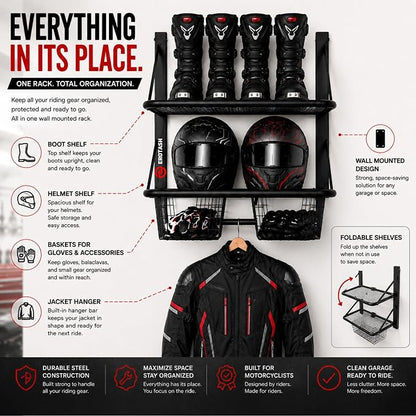 Motorcycle Helmet Wall Mount, 2-Tier Helmet Holder Wall Mount - Image 4