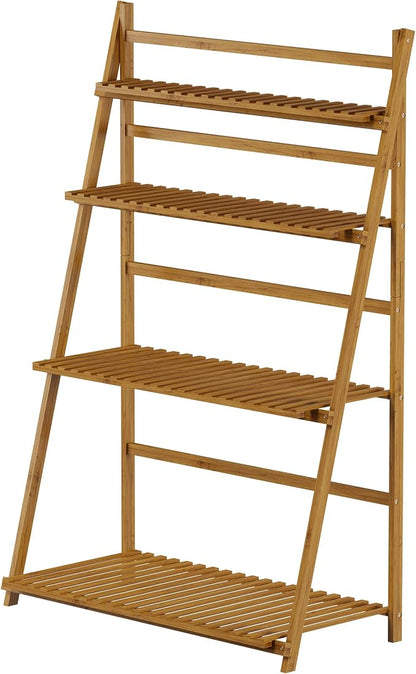 Pure Garden Ladder Plant Stand-4 Tier Freestanding Bamboo Storage by PureGarden