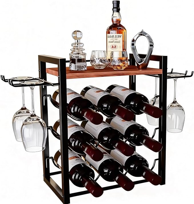 B4Life Wine Rack Countertop, Wine Glass Holder and Bottle Holder by B4Life