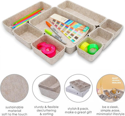 Welaxy 8pc Nordic Minimalist Desk Organizer Tray Beige Oatmeal Storage - Image 6