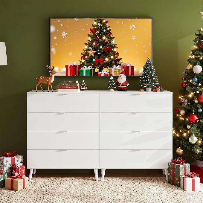 WLIVE 4 Drawer Dresser for Bedroom, Wooden White Tall Dresser, Modern Dressers - Image 4