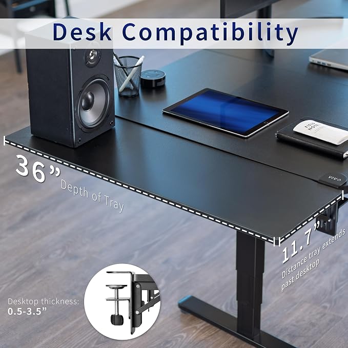 VIVO Black Clamp-on 36 x 12 in Desk Extender, DESK-EXT36 | Foldable, Wrist - Image 5