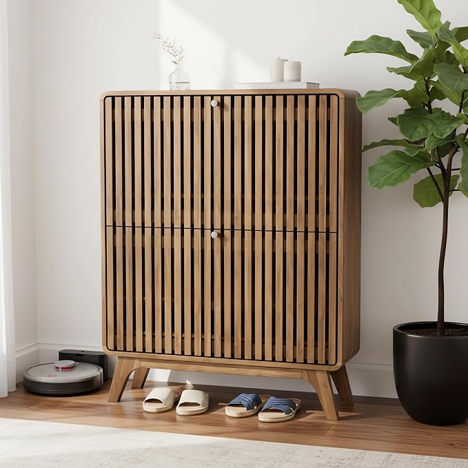 Jluomei Fluted Narrow Shoe Cabinet - Image 4