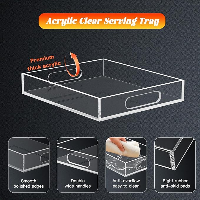 Acrylic Serving Tray with Handles - Image 4