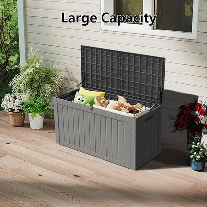 100 Gallon Resin Deck Box, Waterproof Outdoor Storage Box - Image 5