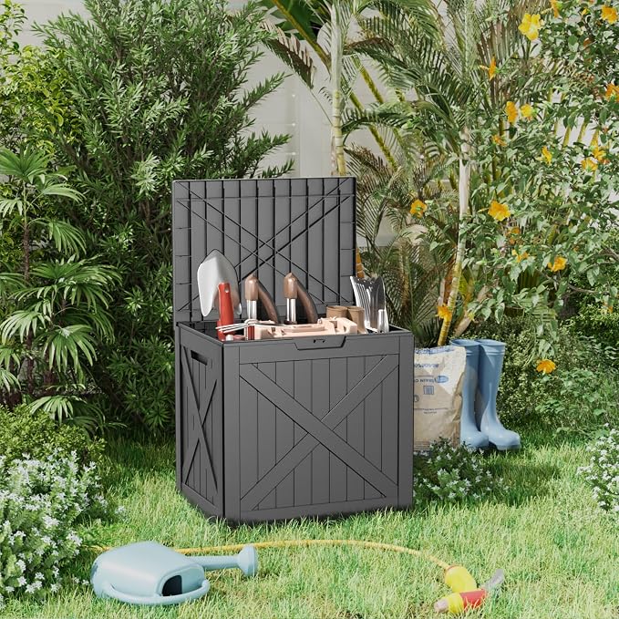 32 Gallon Deck Box, Resin Outdoor Storage Box - Image 4