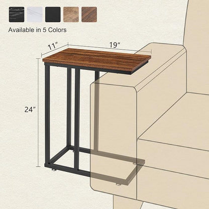 VECELO C Shaped End Side Table for Sofa Couch and Bed Snack TV Tray for Living - Image 3