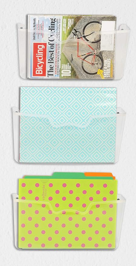 Simple Houseware Clear Wall Mount Single Pocket Hanging File Holder - Image 2
