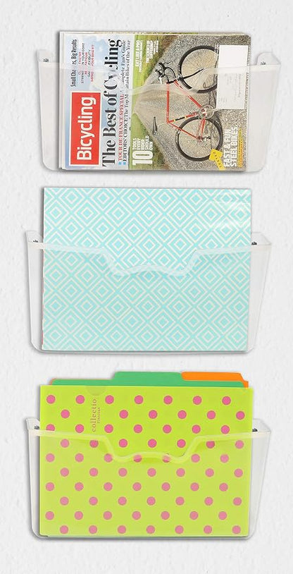 Simple Houseware Clear Wall Mount Single Pocket Hanging File Holder - Image 2