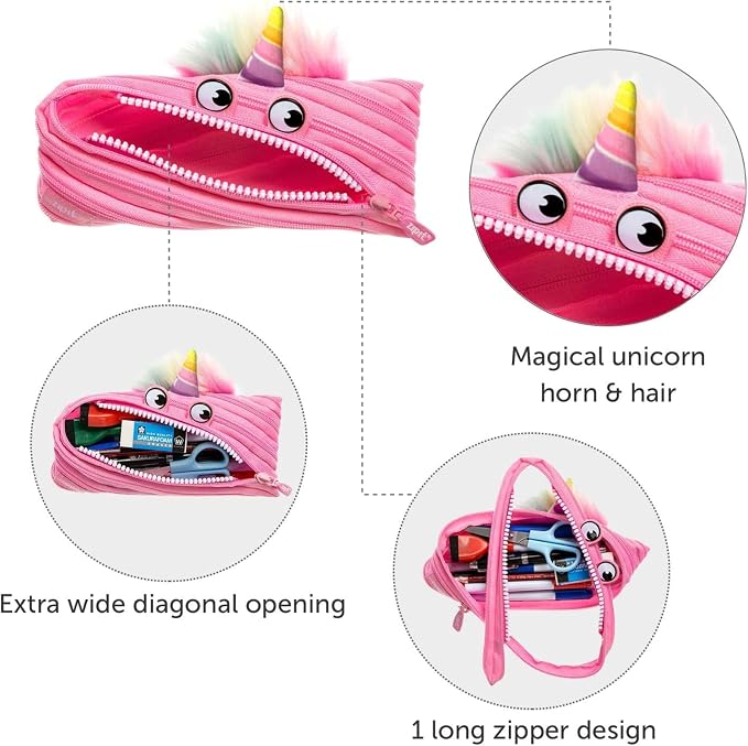 ZIPIT Unicorn Pencil Case for Girls, Cute Zipper Pouch for Kids Teens, - Image 5
