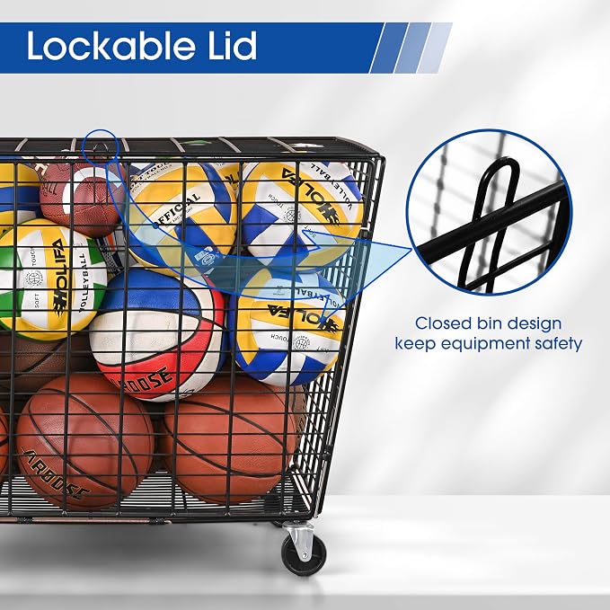 Mythinglogic Rolling Ball Storage Cart, Ball Storage Bin - Image 3