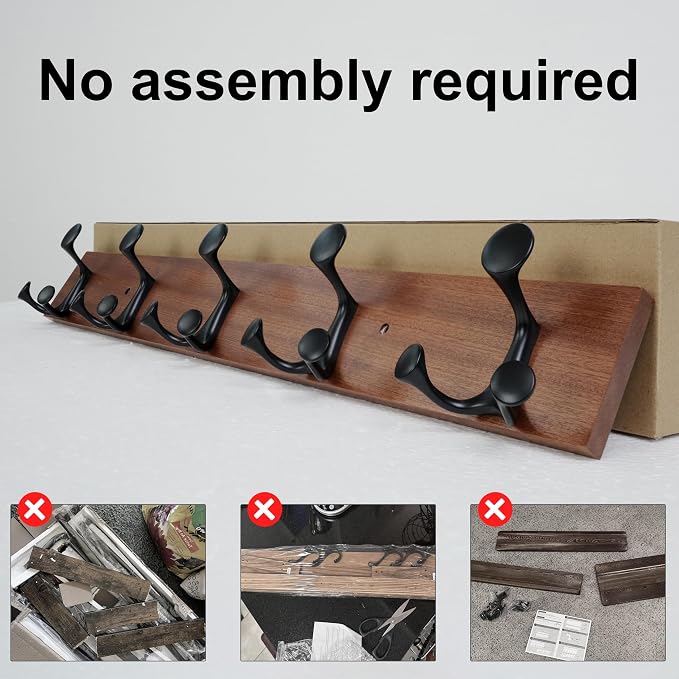 SKOLOO 30-Inch Wood Coat Rack Wall Mount - Image 3
