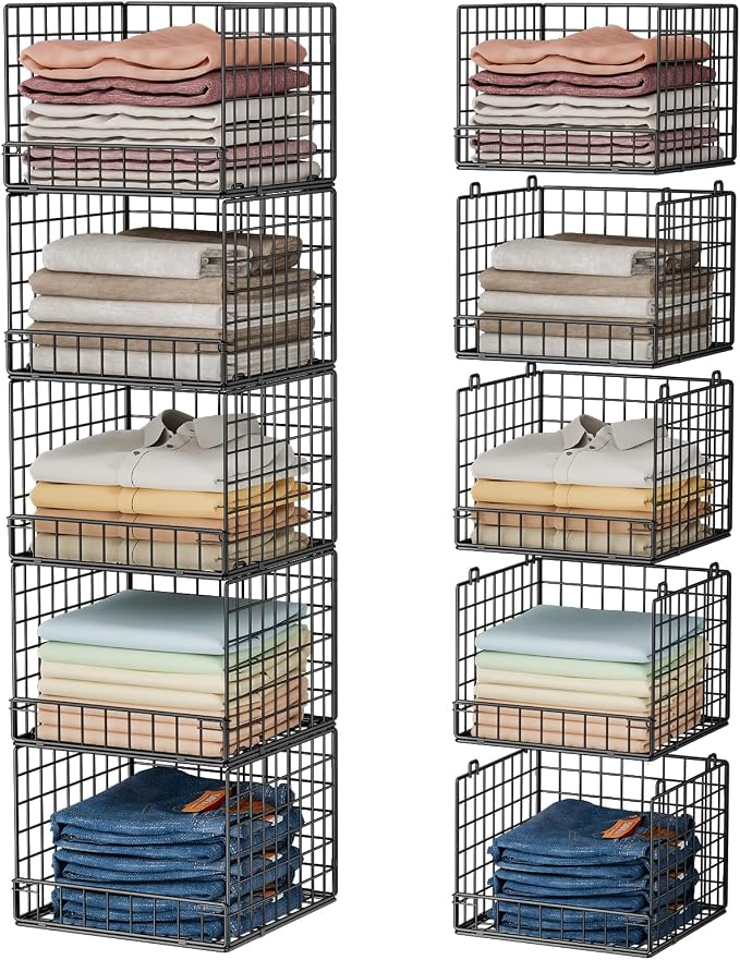 5-Tier Stackable Closet Organizers and Storage Baskets, Closet Shelf Organizer by Huxitocan