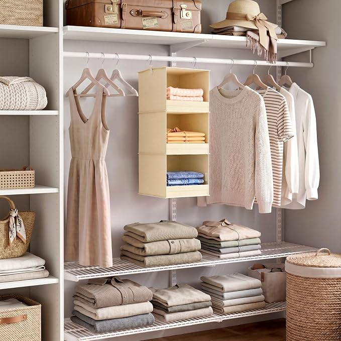 Lifewit 3 Tier Hanging Closet Organizer and Storage, Foldable Hanging Closet - Image 2