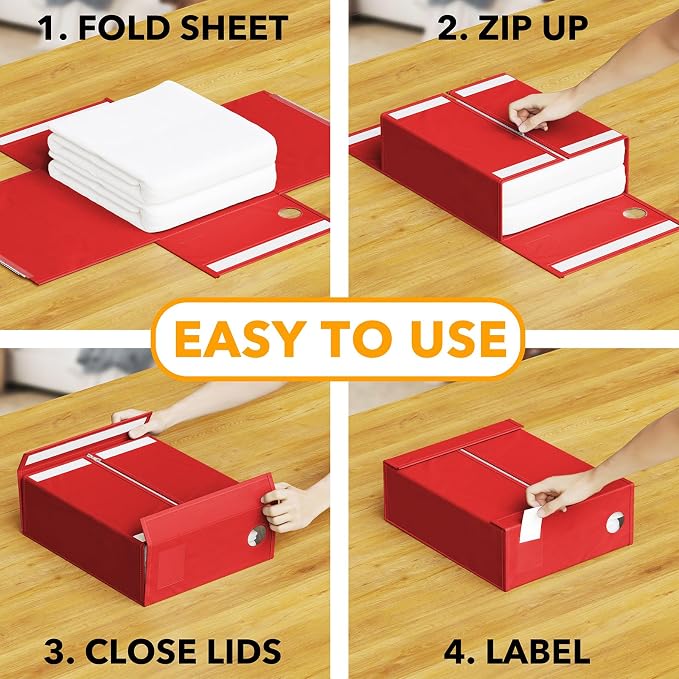 SpaceAid 4 Pack Bed Sheet Organizers and Storage, Foldable Sheet Organizer - Image 3